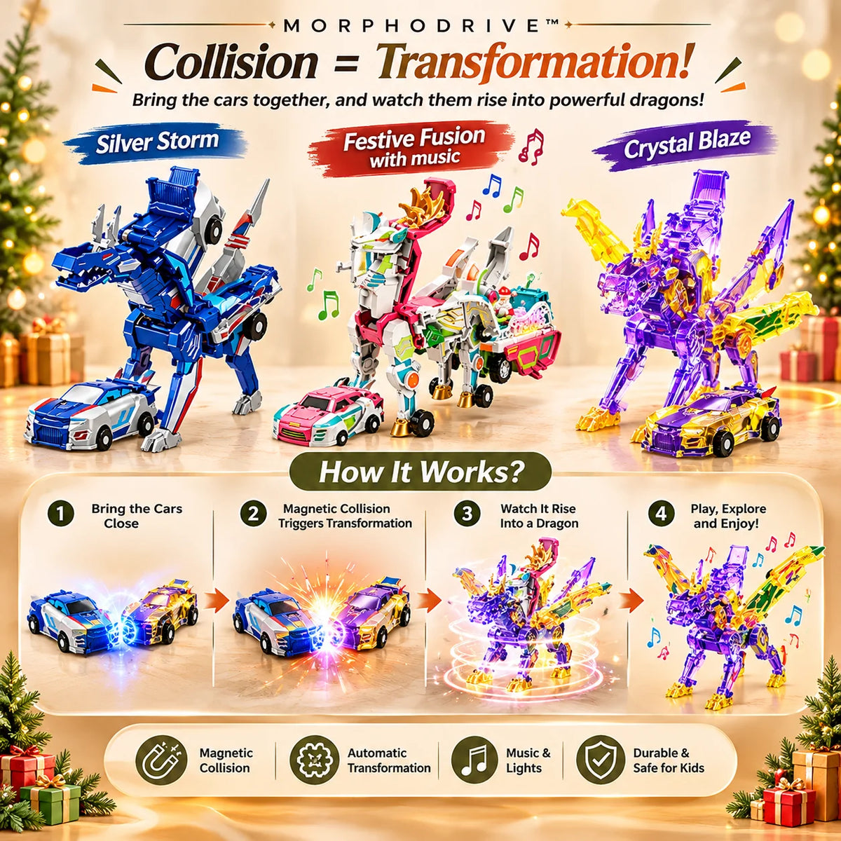 Magnetic Transforming Car & Dragon Toy