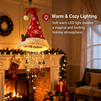 Battery-Powered Christmas Hat Hanging Light with Festive Patterns