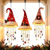 Battery-Powered Christmas Hat Hanging Light with Festive Patterns