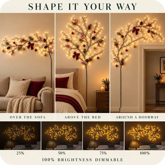 LED Willow Vine Light, Warm White with 8 Lighting Modes
