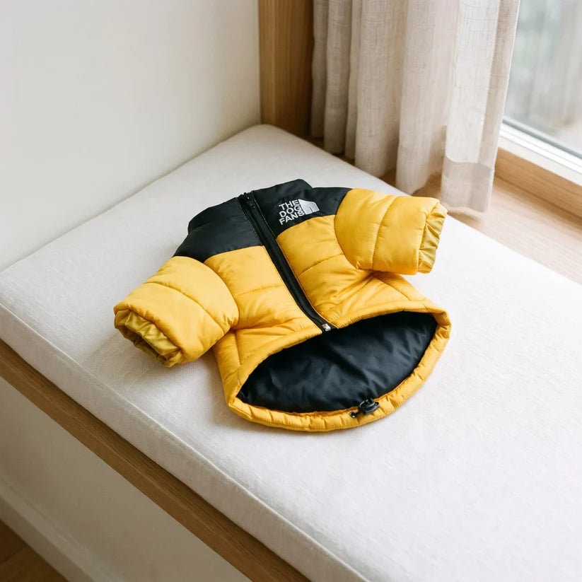 Quilted Dog Puffer Jacket with Zip & Stand-Up Collar