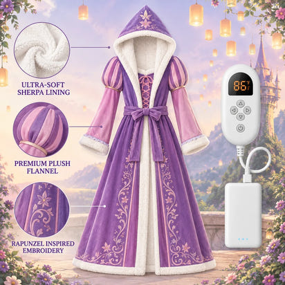 Princess Comfort Heated Fleece Robe, Oversized with 3 Heat Levels