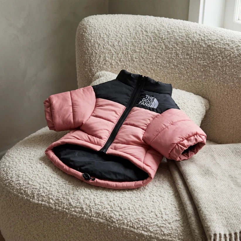 Quilted Dog Puffer Jacket with Zip & Stand-Up Collar