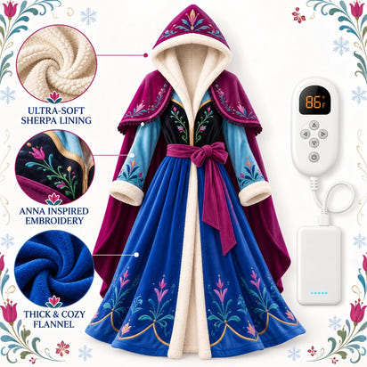 Princess Comfort Heated Fleece Robe, Oversized with 3 Heat Levels
