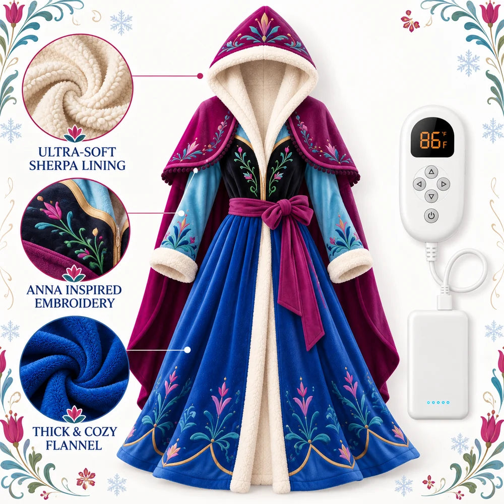 Princess Comfort Heated Fleece Robe, Oversized with 3 Heat Levels