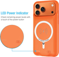 Battery Case for iPhone 17 Pro Max, Enhanced 12000mAh Portable Protective Wireless Charging Case Support Carplay Compatible with iPhone 17 Pro Max (6.9 inch) Rechargeable Battery Charger Cover(Orange)