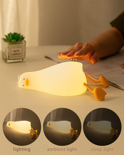 Rechargeable Silicone Duck Night Light with Touch Dimming