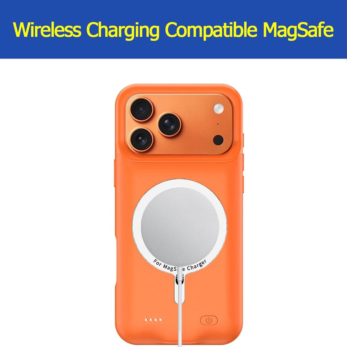 Battery Case for iPhone 17 Pro Max, Enhanced 12000mAh Portable Protective Wireless Charging Case Support Carplay Compatible with iPhone 17 Pro Max (6.9 inch) Rechargeable Battery Charger Cover(Orange)