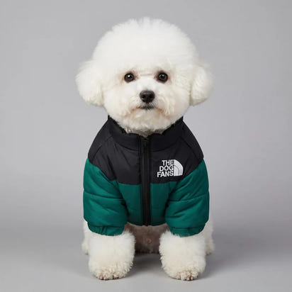 Quilted Dog Puffer Jacket with Zip & Stand-Up Collar