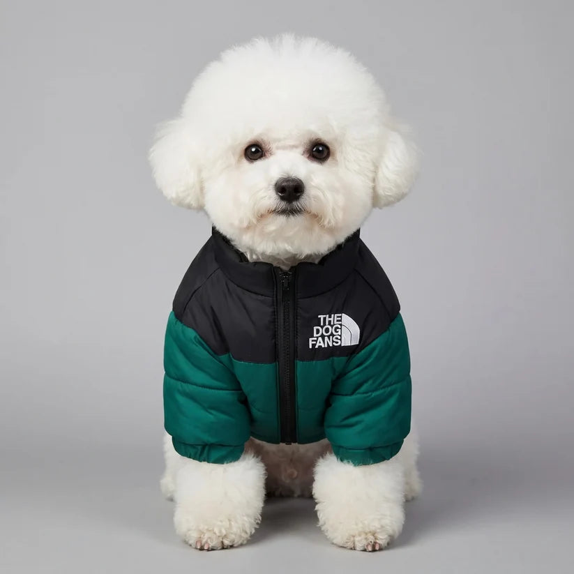 Quilted Dog Puffer Jacket with Zip & Stand-Up Collar