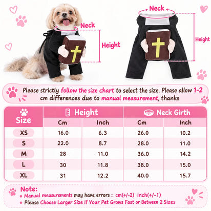 Holy Pet Costume for Cats & Small Dogs, Nun, Pope or Priest