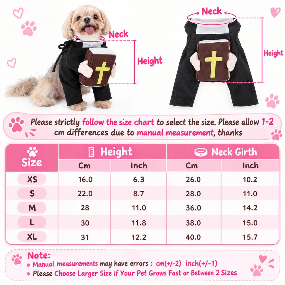 Holy Pet Costume for Cats & Small Dogs, Nun, Pope or Priest