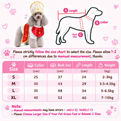 Holy Pet Costume for Cats & Small Dogs, Nun, Pope or Priest