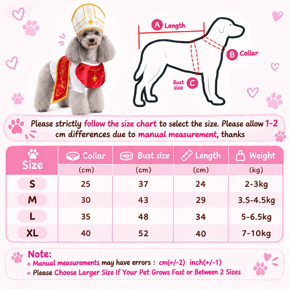 Holy Pet Costume for Cats & Small Dogs, Nun, Pope or Priest