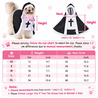 Holy Pet Costume for Cats & Small Dogs, Nun, Pope or Priest
