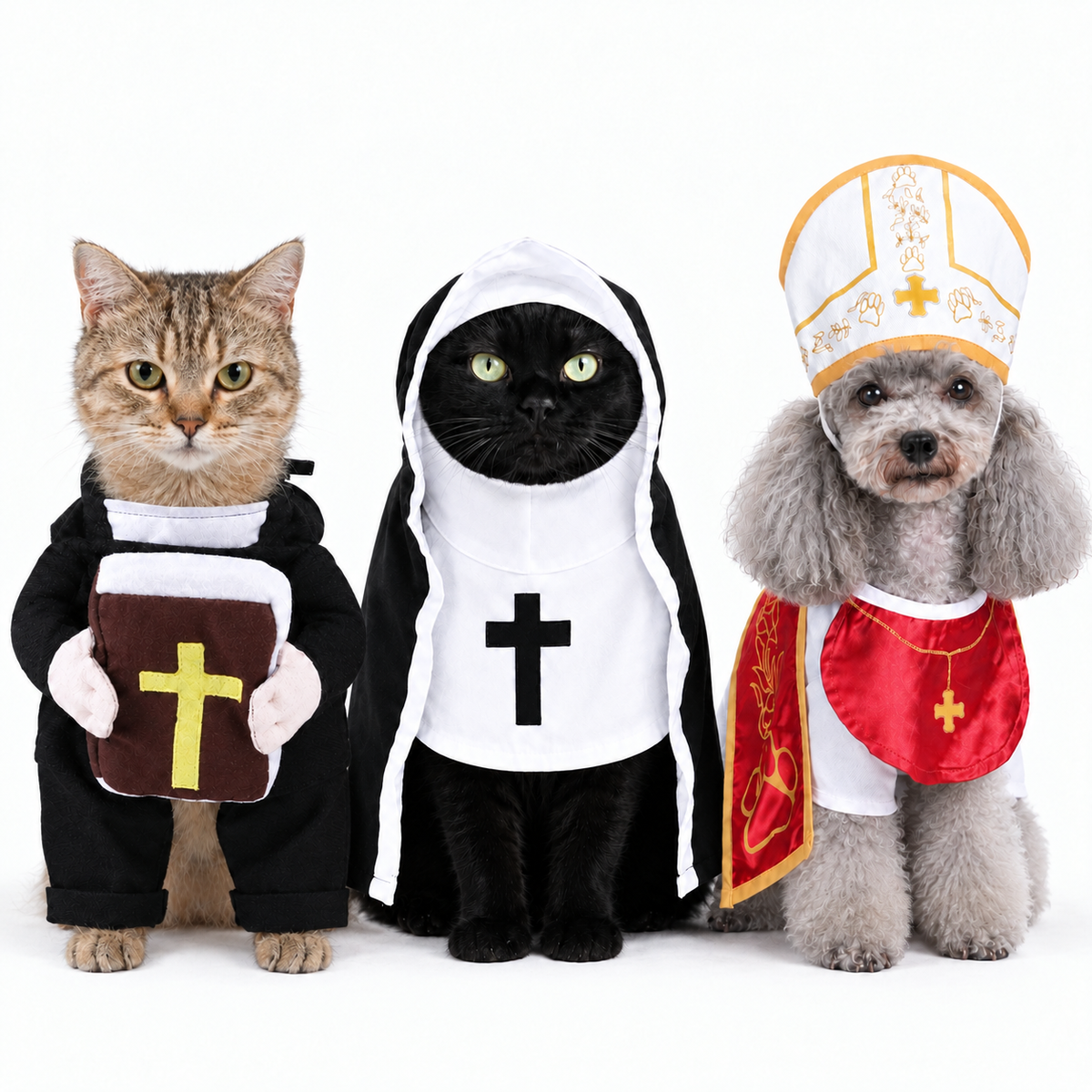 Holy Pet Costume for Cats & Small Dogs, Nun, Pope or Priest