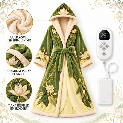 Princess Comfort Heated Fleece Robe, Oversized with 3 Heat Levels