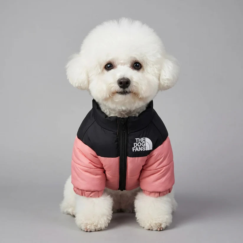 Quilted Dog Puffer Jacket with Zip & Stand-Up Collar