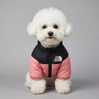 Quilted Dog Puffer Jacket with Zip & Stand-Up Collar