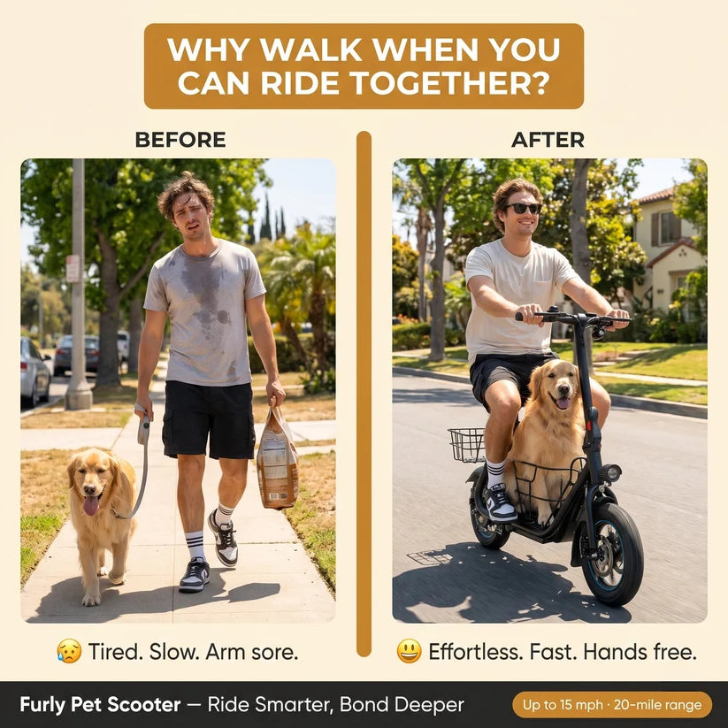 Electric Scooter with Built-In Pet Basket & 350W Motor