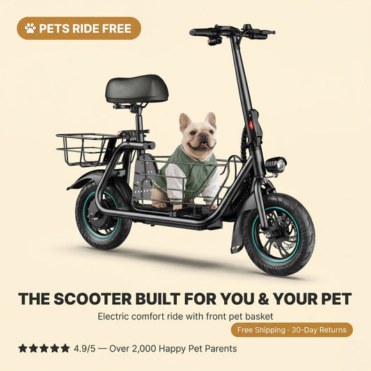 Electric Scooter with Built-In Pet Basket & 350W Motor