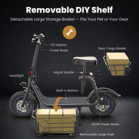 Electric Scooter with Built-In Pet Basket & 350W Motor