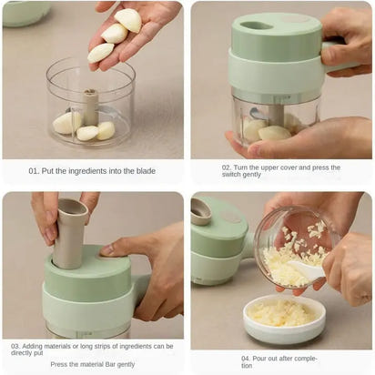 4-in-1 Cordless Electric Vegetable Chopper, USB Rechargeable