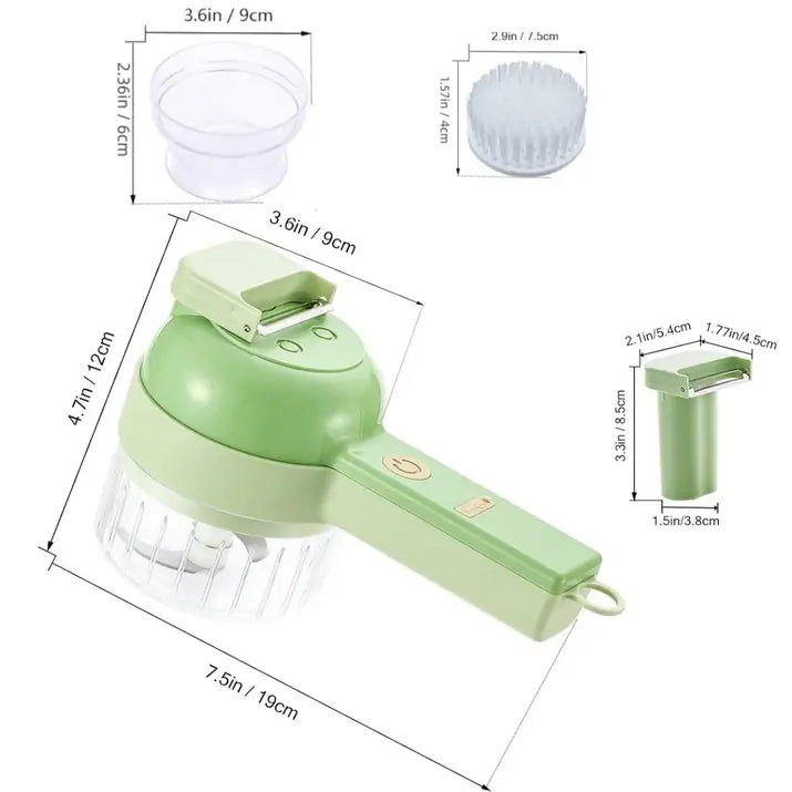 4-in-1 Cordless Electric Vegetable Chopper, USB Rechargeable