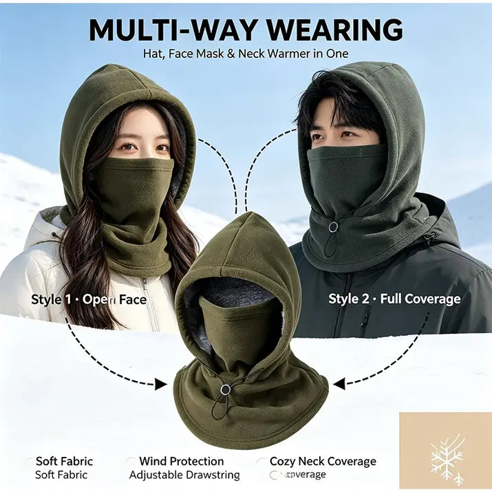 Thick Fleece Hooded Balaclava with Adjustable Fit