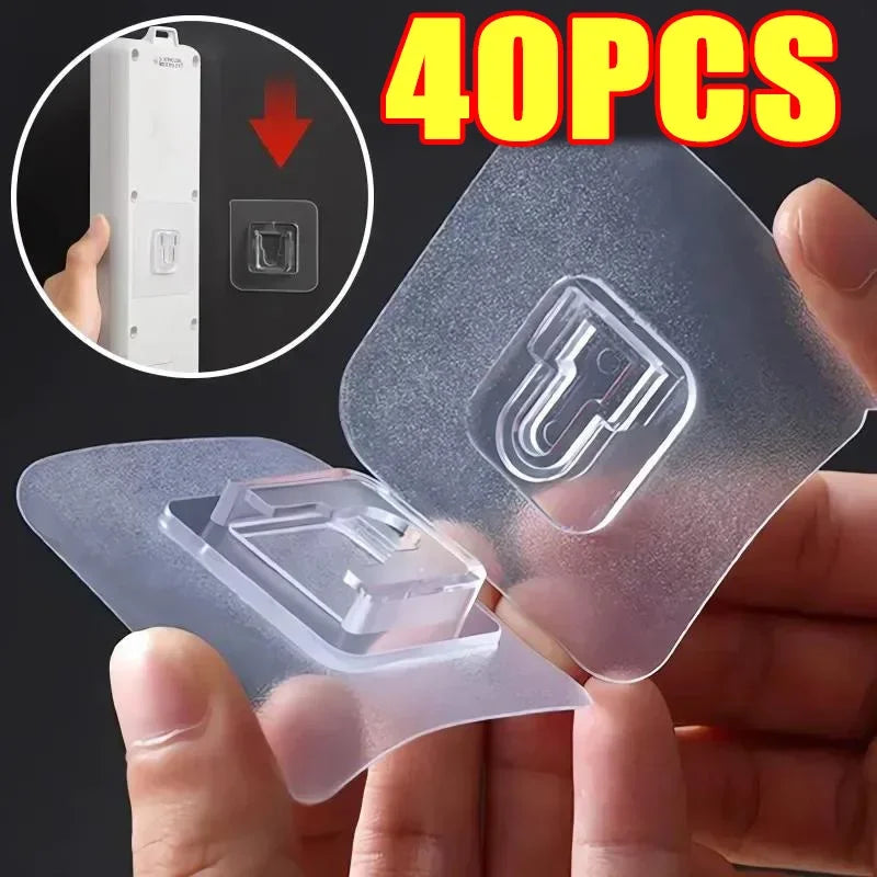 Transparent Adhesive Wall Hooks (40-Pack)