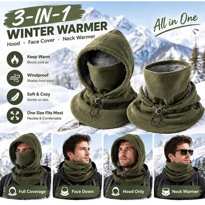 Thick Fleece Hooded Balaclava with Adjustable Fit
