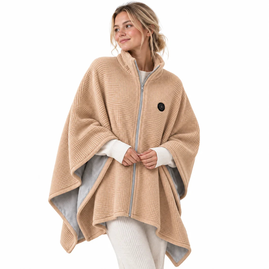Synnot™ USB Heated Shawl, Soft Fleece Zip-Up Wrap