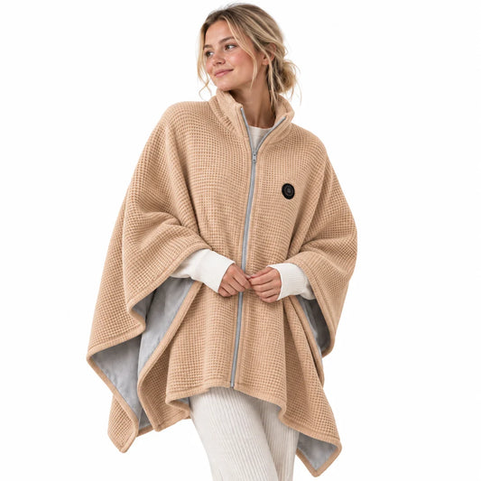 Synnot™ USB Heated Shawl, Soft Fleece Zip-Up Wrap