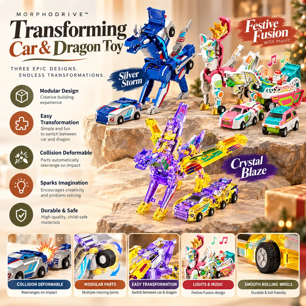 Magnetic Transforming Car & Dragon Toy