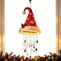 Battery-Powered Christmas Hat Hanging Light with Festive Patterns