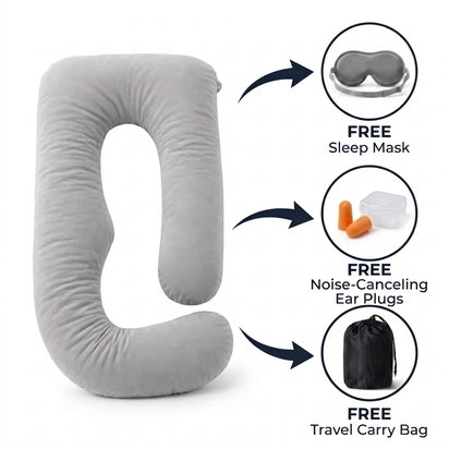 Gray pillow set with NapNest branding removal