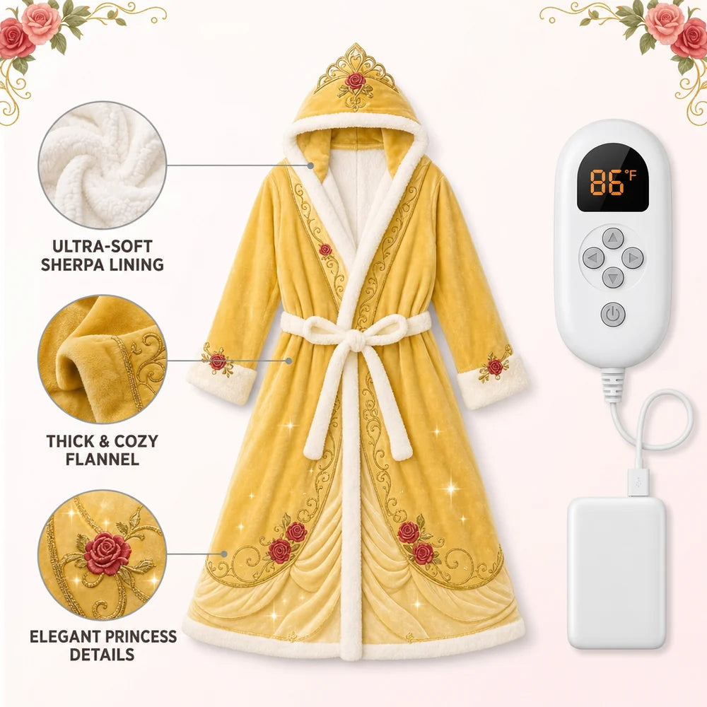 Princess Comfort Heated Fleece Robe, Oversized with 3 Heat Levels