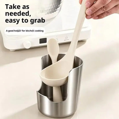 2-in-1 Stainless Steel Spoon & Lid Holder | Kitchen Utensil Rest for Stovetop & Counter