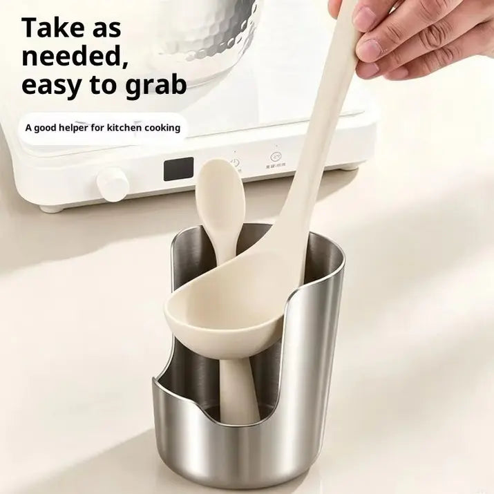 2-in-1 Stainless Steel Spoon & Lid Holder | Kitchen Utensil Rest for Stovetop & Counter