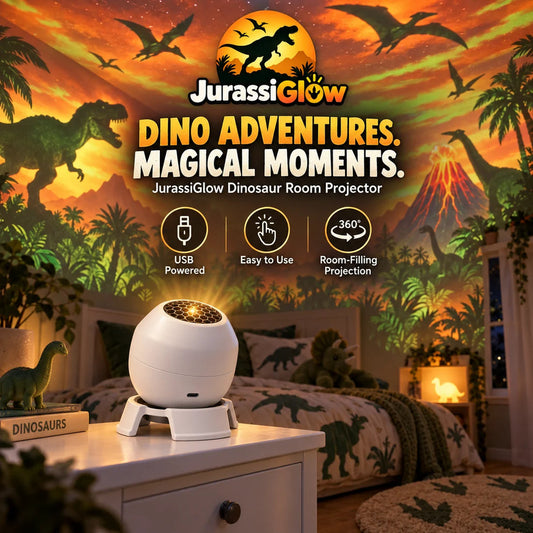 JurrasiGlow Dinosaur LED Night Light | 360° Projector Lamp for Kids’ Rooms