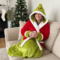 Heated Hooded Fleece Robe, One-Size Wearable Blanket