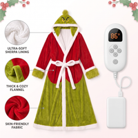 Heated Hooded Fleece Robe, One-Size Wearable Blanket